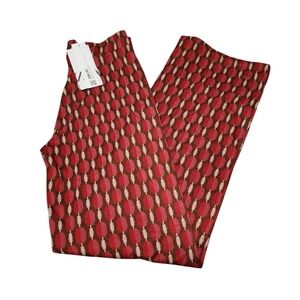 Zara medium brown red jacquard wide leg pants nwt